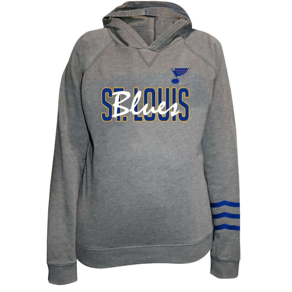 NHL Heather Gray St. Louis Blues Fanatics Women's Plus Size Lightweight Fleece Raglan Pullover Hoodie