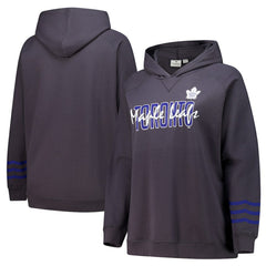 NHL Charcoal Toronto Maple Leafs Fanatics Women's Plus Size Lightweight Fleece Raglan Pullover Hoodie