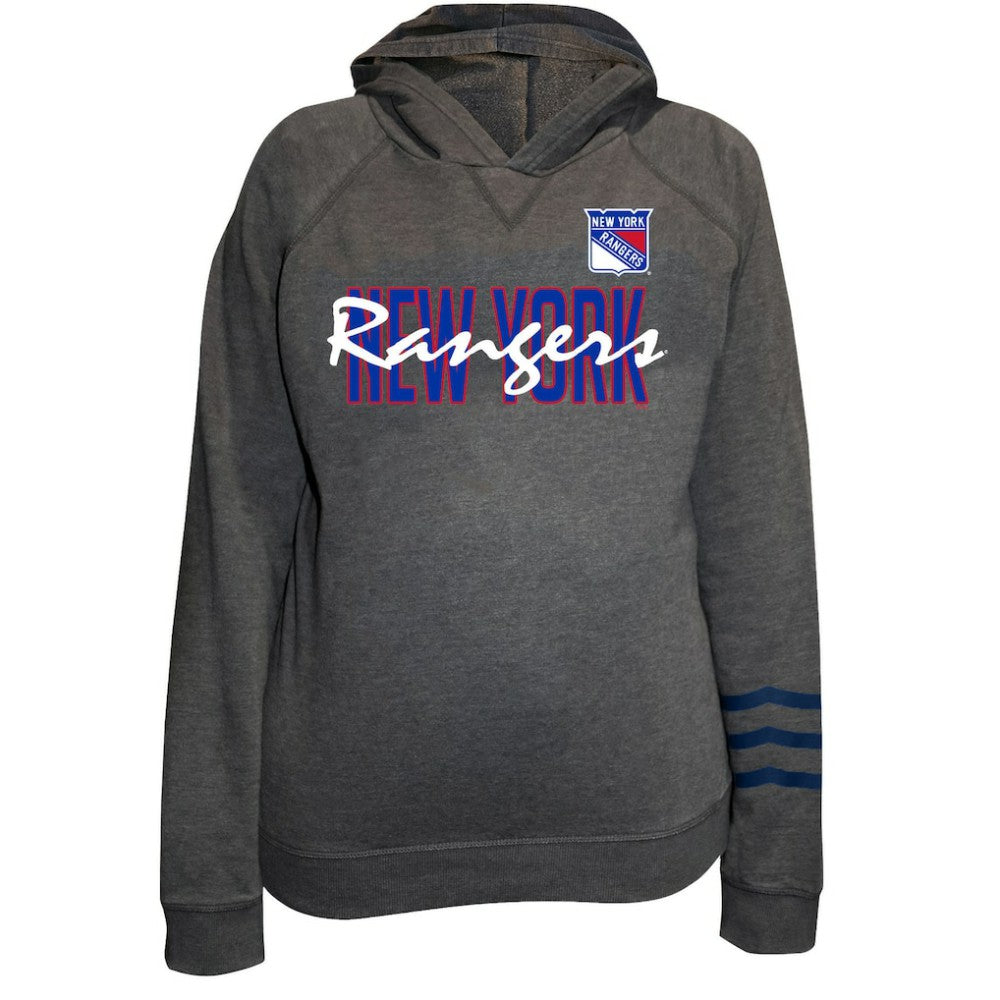 NHL Charcoal New York Rangers Fanatics Women's Plus Size Lightweight Fleece Raglan Pullover Hoodie