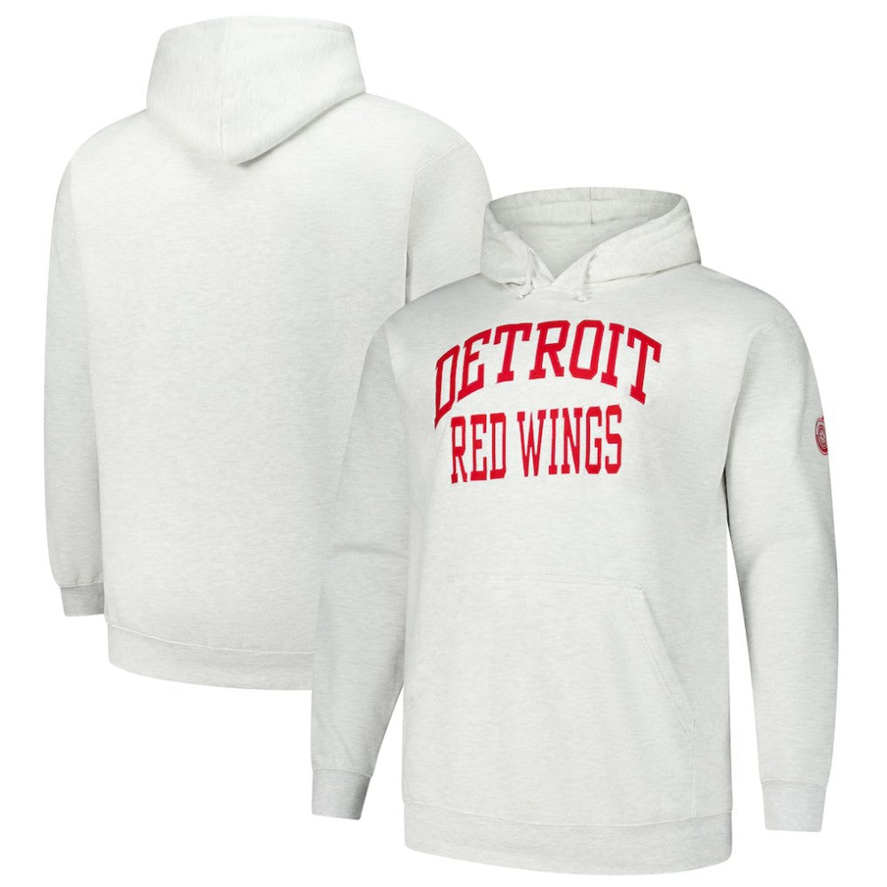 NHL Heather Gray Detroit Red Wings Fanatics Big & Tall Fleece Pullover Hoodie