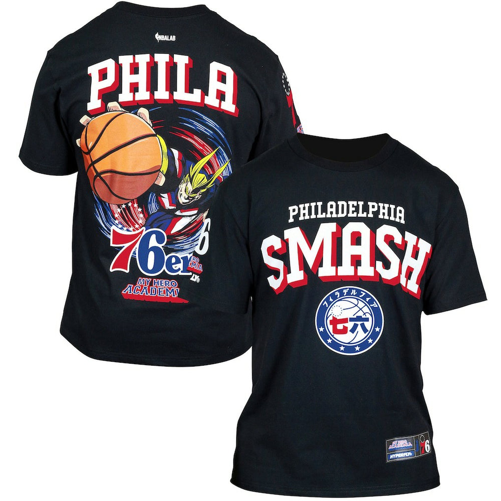 NBA Philadelphia 76ers Hyperfly Unisex NBA x My Hero Academia All Might Smash T-Shirt
