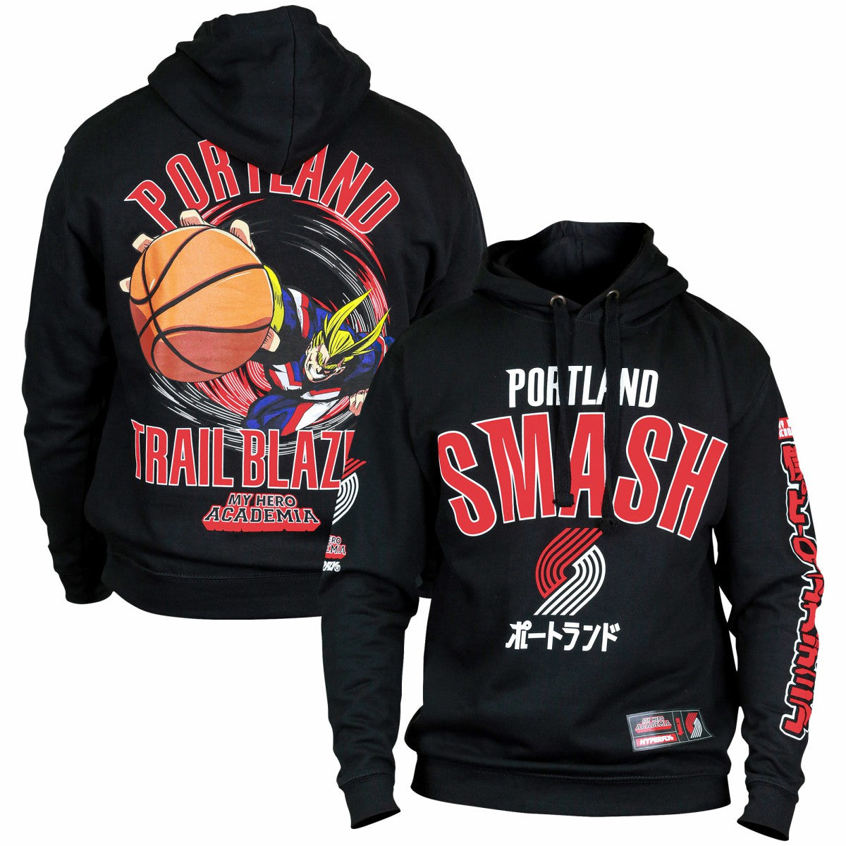 NBA Portland Trail Blazers Hyperfly Unisex NBA x My Hero Academia All Might Smash Pullover Hoodie