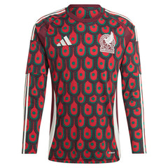 Mexico National Team 2024 Home Replica Long Sleeve Jersey - Adidas Burgundy