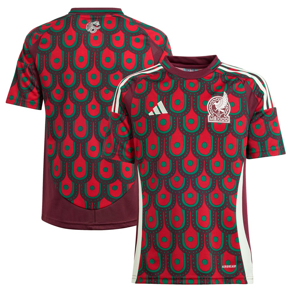 Mexico National Team Youth 2024 Home Replica Jersey - Adidas Burgundy