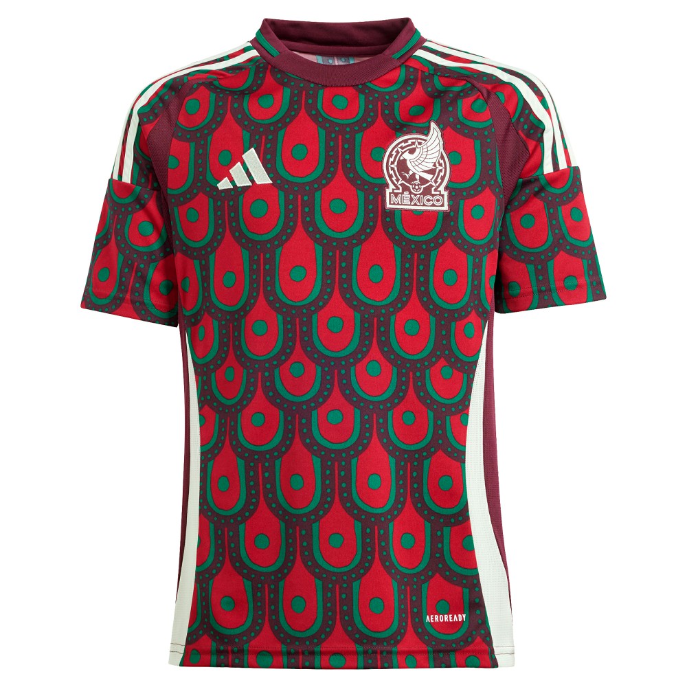 Mexico National Team Youth 2024 Home Replica Jersey - Adidas Burgundy