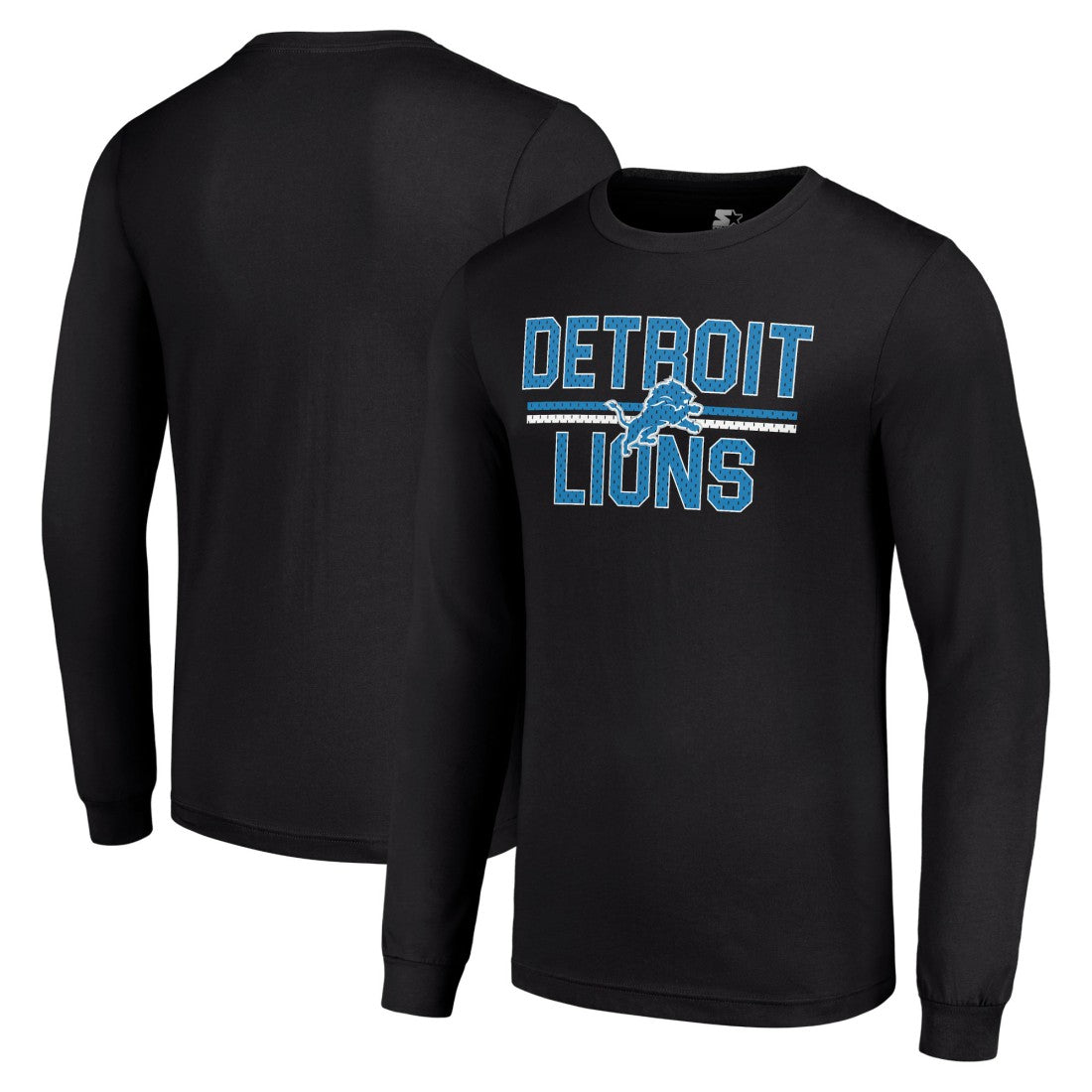 Starter Team Mesh Print Graphic Long Sleeve T-Shirt - Detroit Lions