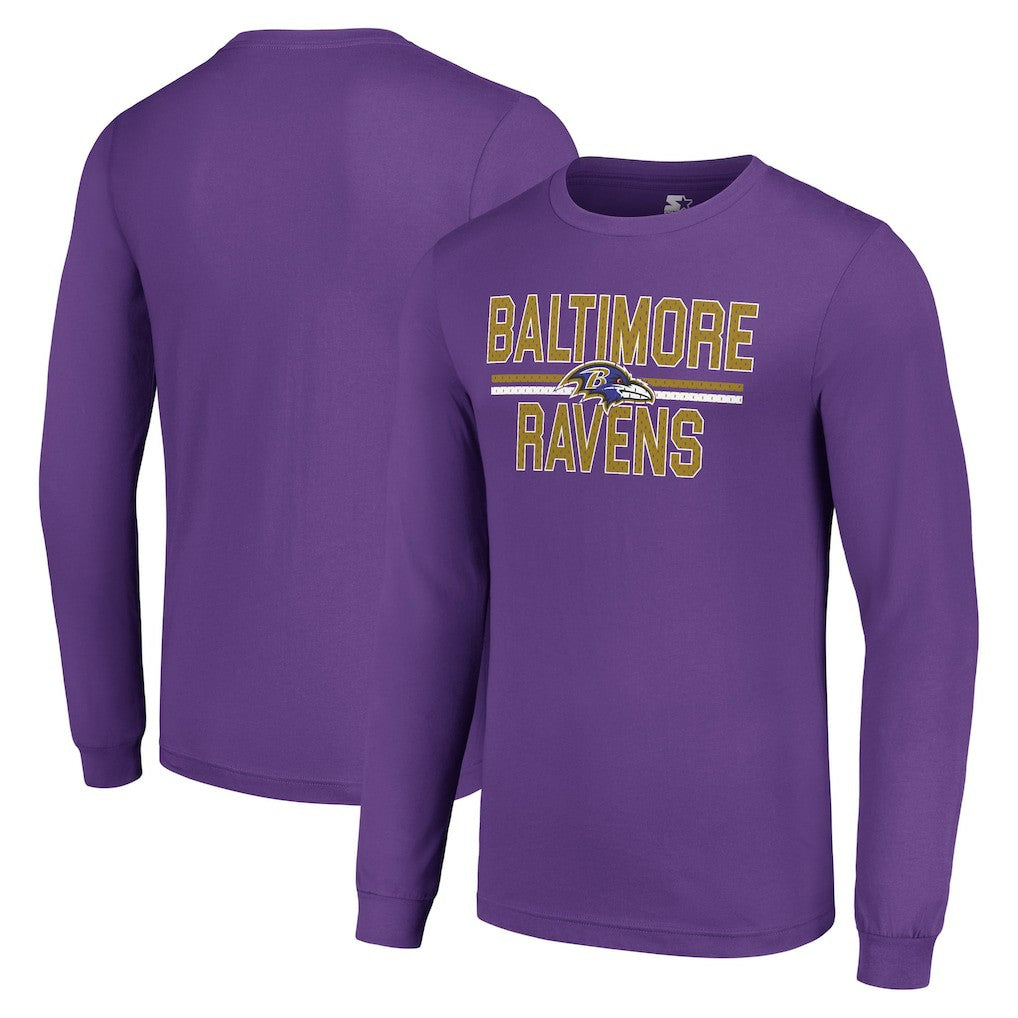 Starter Team Mesh Print Graphic Long Sleeve T-Shirt - Baltimore Ravens