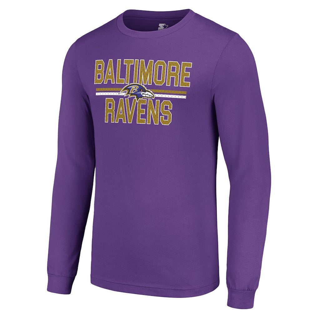 Starter Team Mesh Print Graphic Long Sleeve T-Shirt - Baltimore Ravens