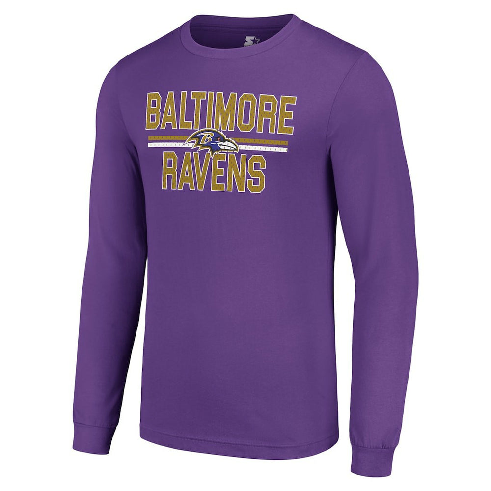 Starter Team Mesh Print Graphic Long Sleeve T-Shirt - Baltimore Ravens