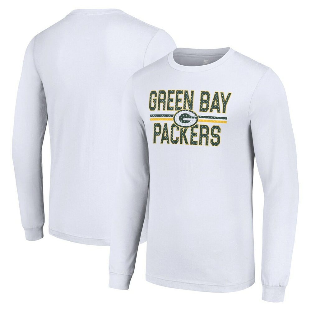 Starter Team Mesh Print Graphic Long Sleeve T-Shirt - Green Bay Packers