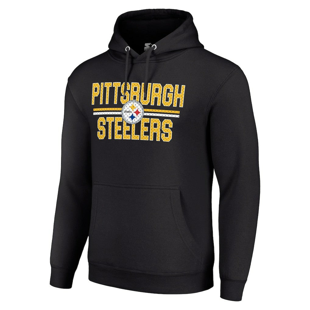 Starter Unisex Team Mesh Print Graphic Tri-Blend Pullover Hoodie - Pittsburgh Steelers