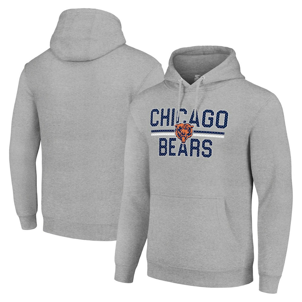 Starter Unisex Team Mesh Print Graphic Tri-Blend Pullover Hoodie - Chicago Bears