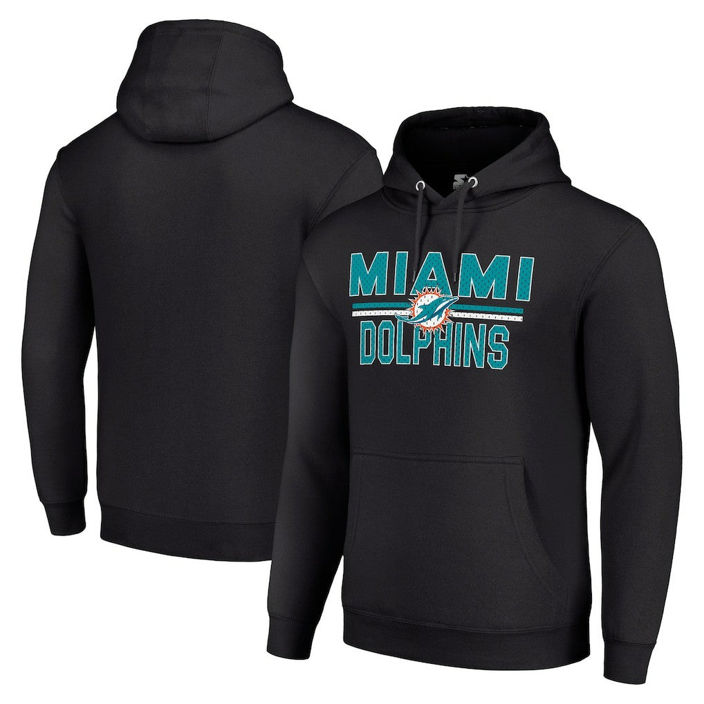 Starter Unisex Team Mesh Print Graphic Tri-Blend Pullover Hoodie - Miami Dolphins