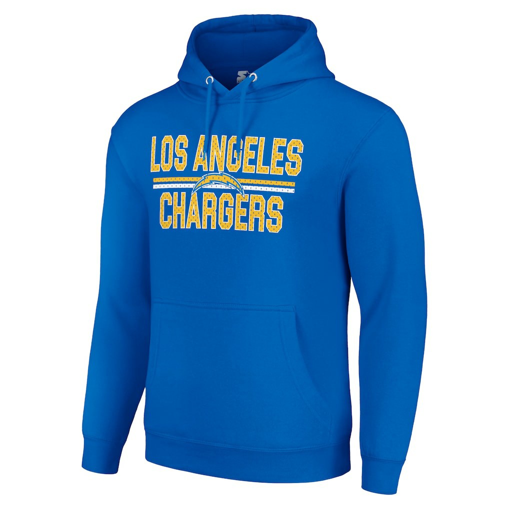 Starter Unisex Team Mesh Print Graphic Tri-Blend Pullover Hoodie - Los Angeles Chargers