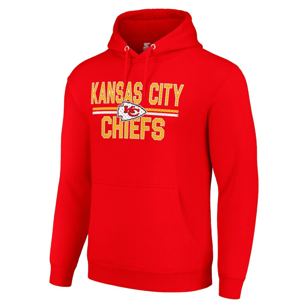 Starter Unisex Team Mesh Print Graphic Tri-Blend Pullover Hoodie - Kansas City Chiefs