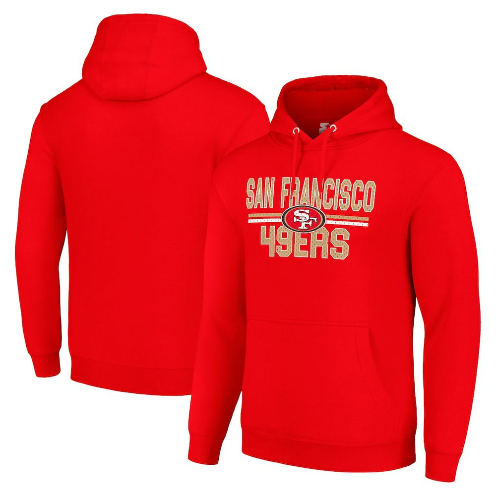 Starter Unisex Team Mesh Print Graphic Tri-Blend Pullover Hoodie - San Francisco 49ers