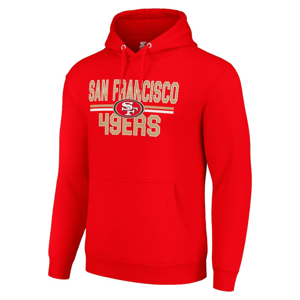 Starter Unisex Team Mesh Print Graphic Tri-Blend Pullover Hoodie - San Francisco 49ers