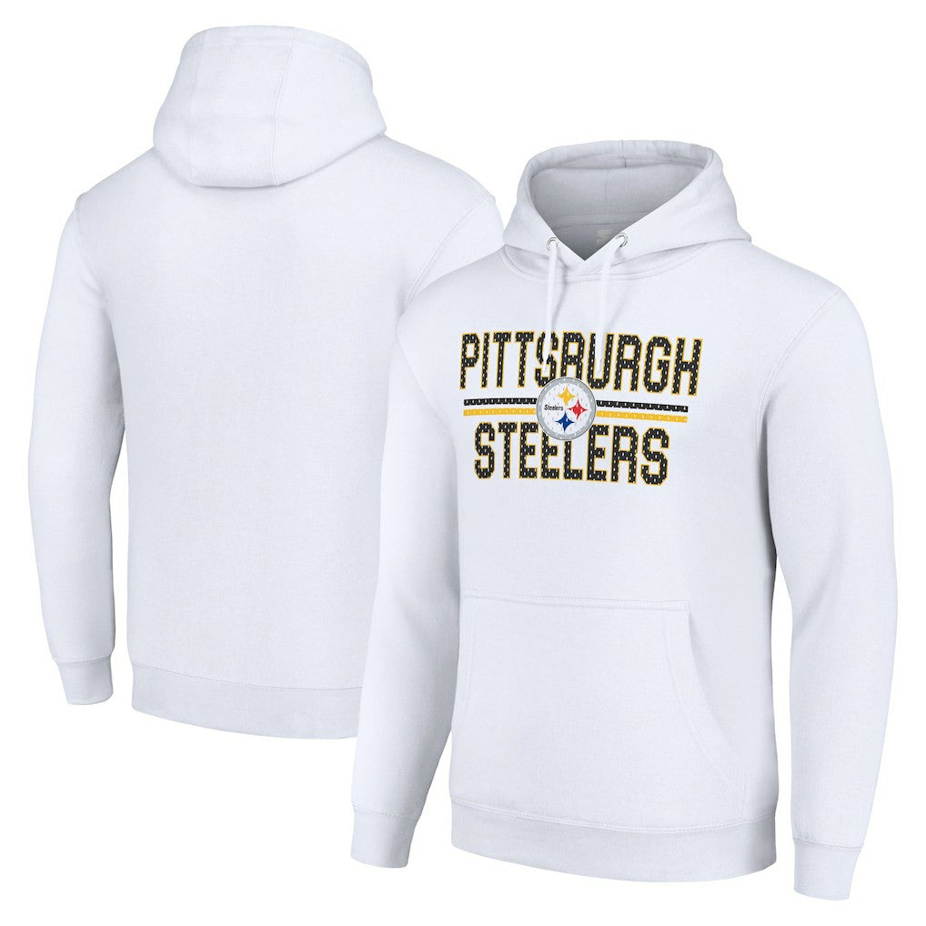 Starter Unisex Team Mesh Print Graphic Tri-Blend Pullover Hoodie - Pittsburgh Steelers