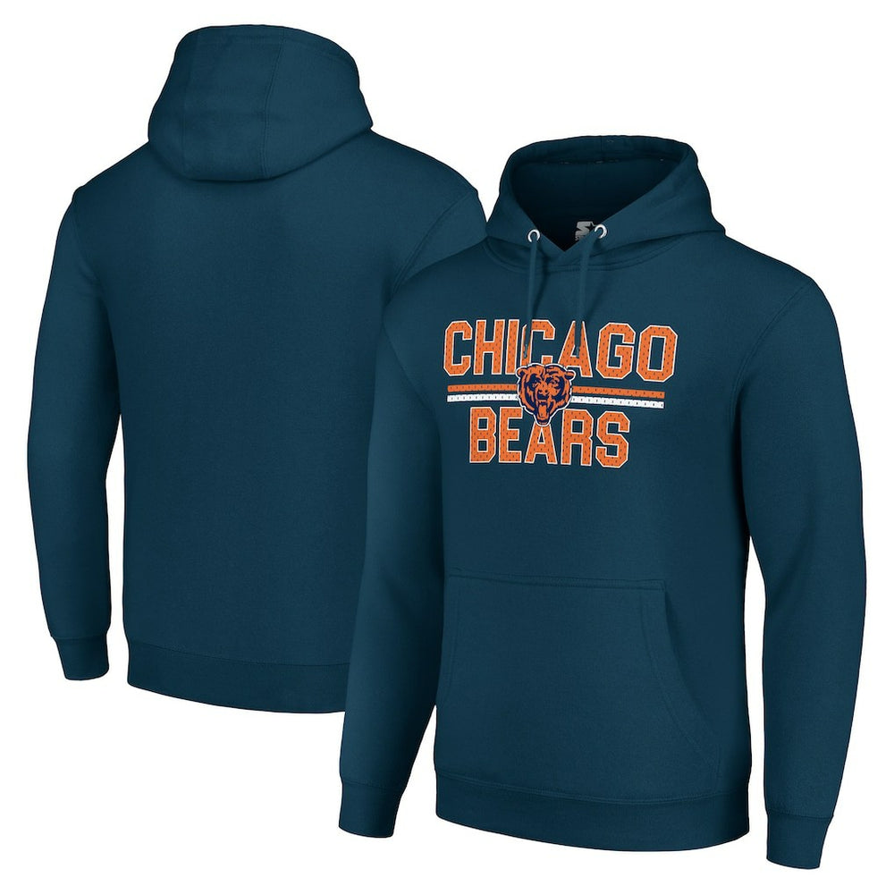 Starter Unisex Team Mesh Print Graphic Tri-Blend Pullover Hoodie - Chicago Bears