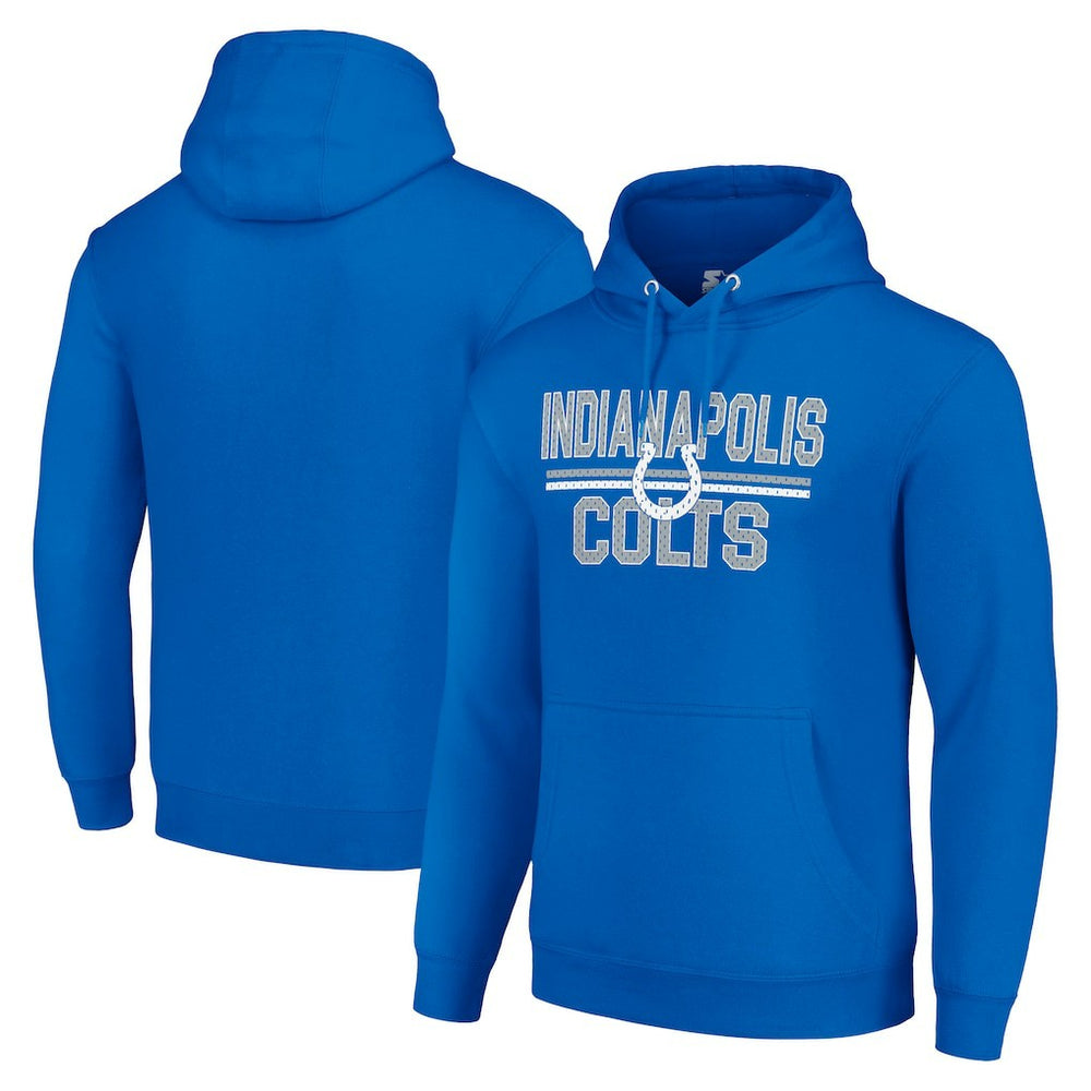 Starter Unisex Team Mesh Print Graphic Tri-Blend Pullover Hoodie - Indianapolis Colts
