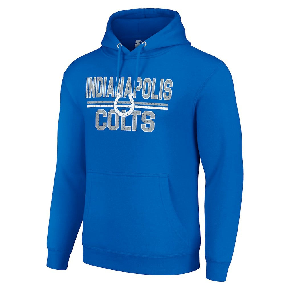 Starter Unisex Team Mesh Print Graphic Tri-Blend Pullover Hoodie - Indianapolis Colts