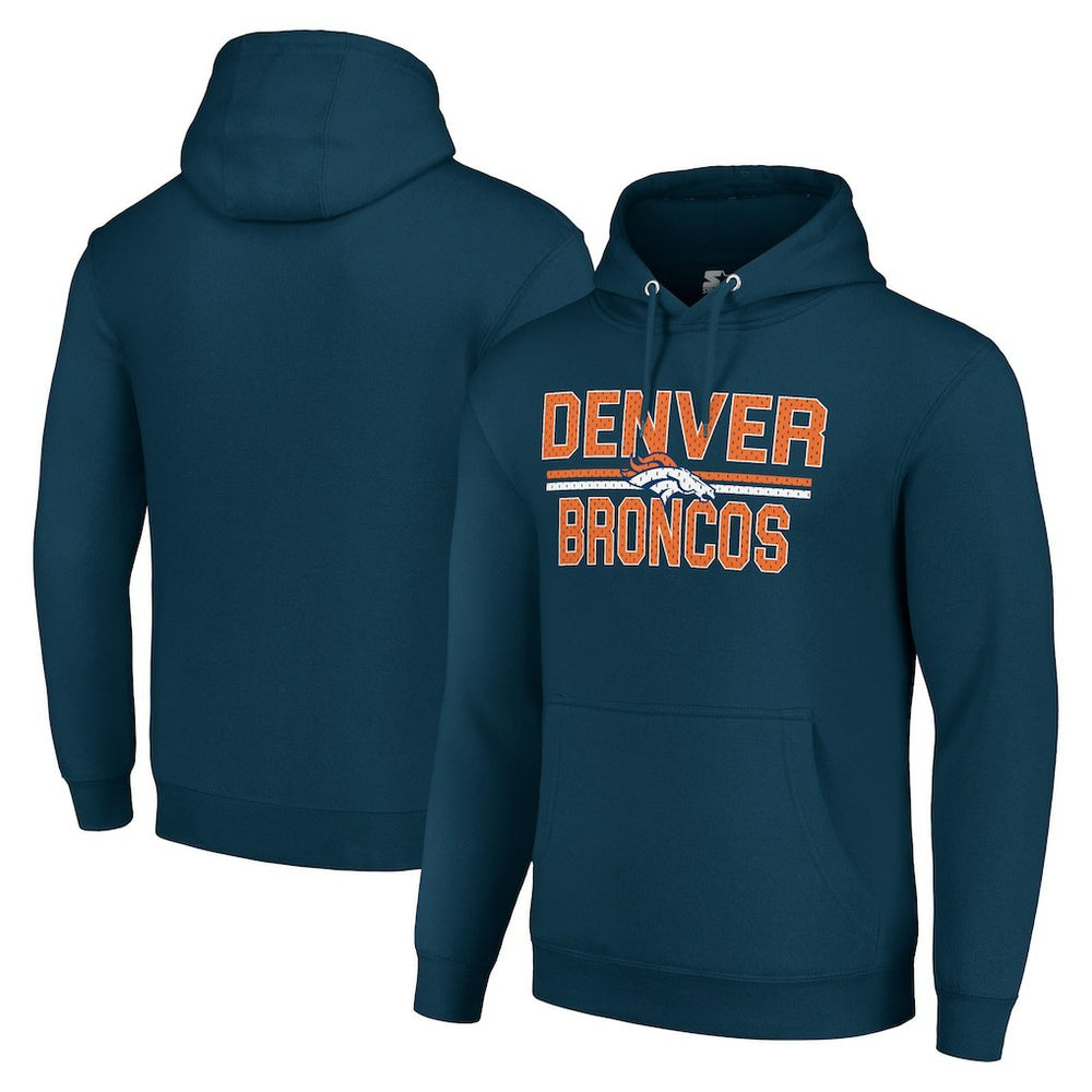 Starter Unisex Team Mesh Print Graphic Tri-Blend Pullover Hoodie - Denver Broncos