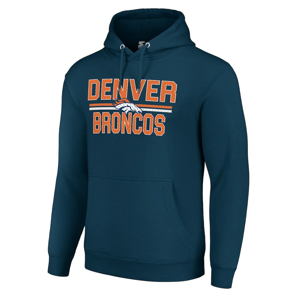 Starter Unisex Team Mesh Print Graphic Tri-Blend Pullover Hoodie - Denver Broncos