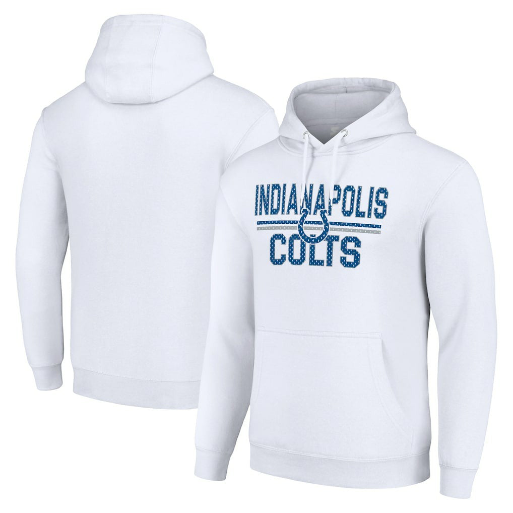 Starter Unisex Team Mesh Print Graphic Tri-Blend Pullover Hoodie - Indianapolis Colts