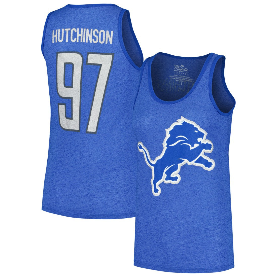 Aidan Hutchinson  Majestic Threads Women's Name & Number Tri-Blend Tank Top - Detroit Lions