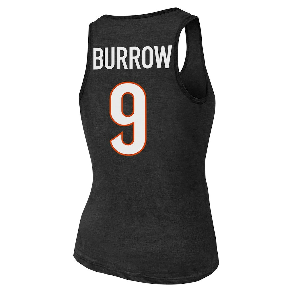 Joe Burrow  Majestic Threads Women's Name & Number Tri-Blend Tank Top - Cincinnati Bengals