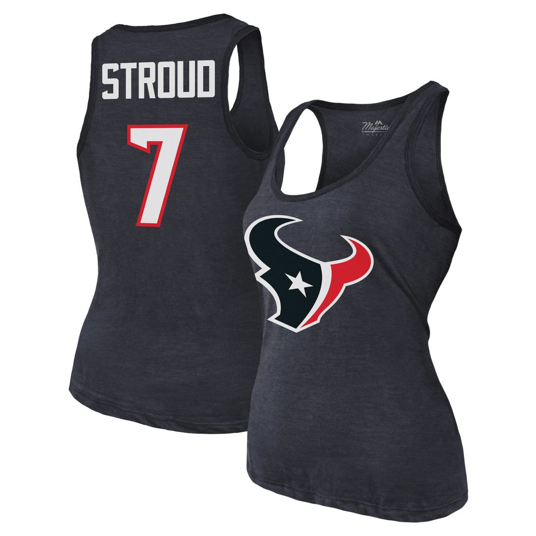 C.J. Stroud  Majestic Threads Women's Name & Number Tri-Blend Tank Top - Houston Texans