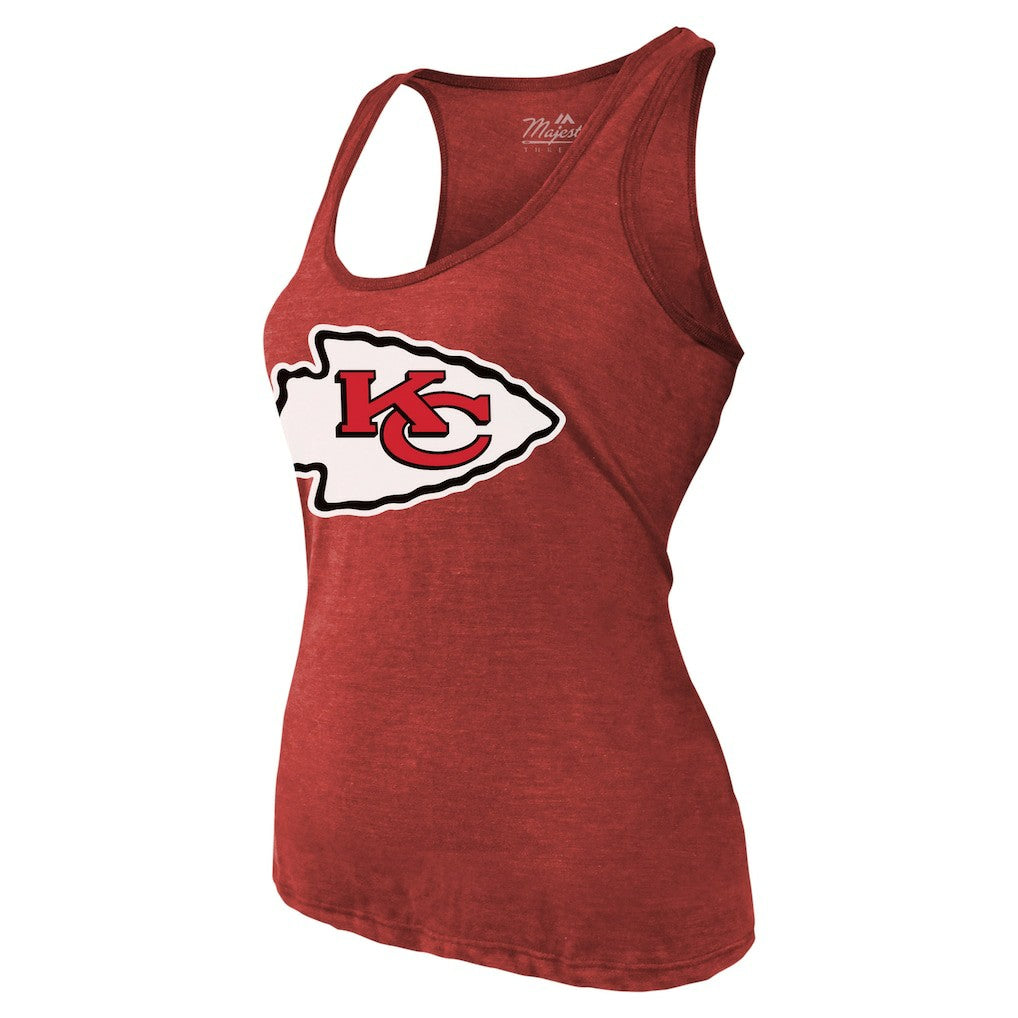 Patrick Mahomes  Majestic Threads Women's Name & Number Tri-Blend Tank Top - Kansas City Chiefs