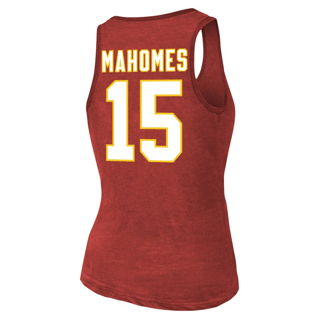 Patrick Mahomes  Majestic Threads Women's Name & Number Tri-Blend Tank Top - Kansas City Chiefs