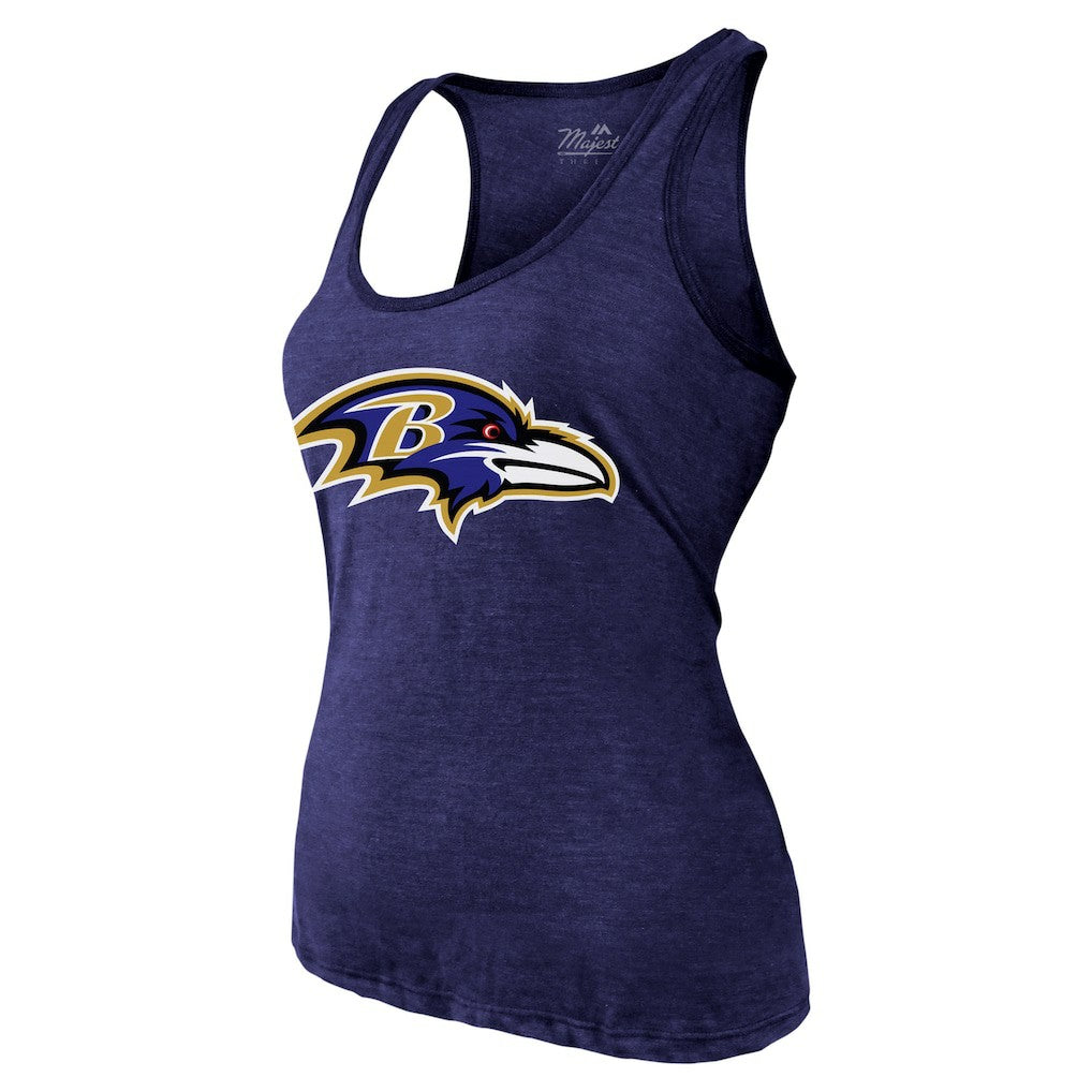 Lamar Jackson  Majestic Threads Women's Name & Number Tri-Blend Tank Top - Baltimore Ravens