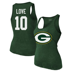 Jordan Love  Majestic Threads Women's Name & Number Tri-Blend Tank Top - Green Bay Packers