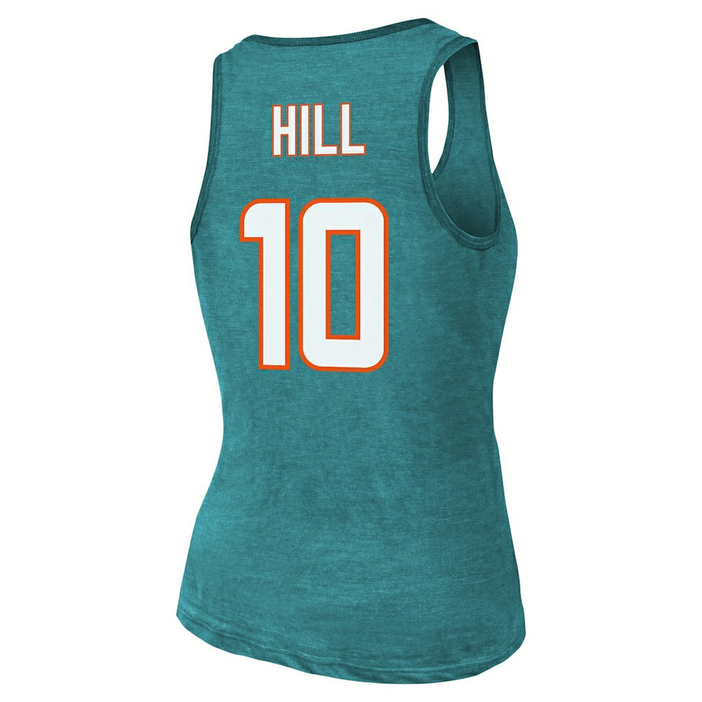 Tyreek Hill  Majestic Threads Women's Name & Number Tri-Blend Tank Top - Miami Dolphins