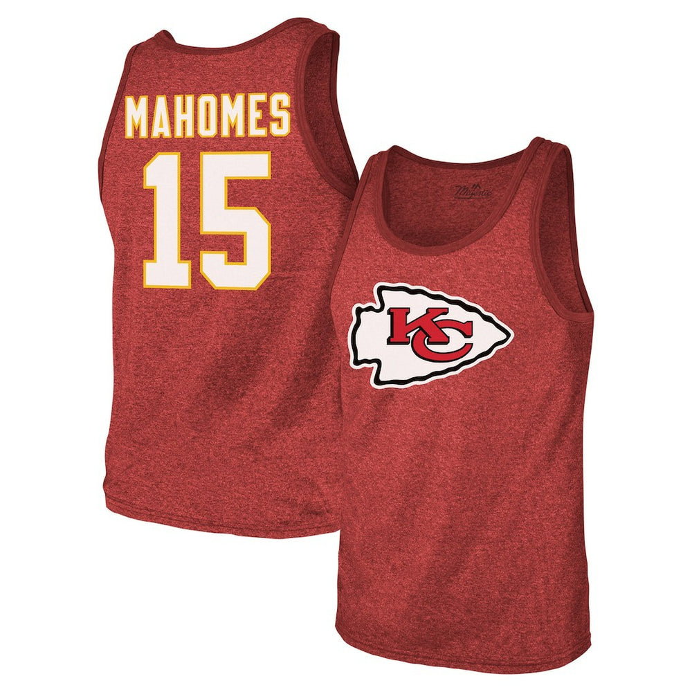 Patrick Mahomes  Majestic Threads Tri-Blend Player Name & Number Tank Top - Kansas City Chiefs