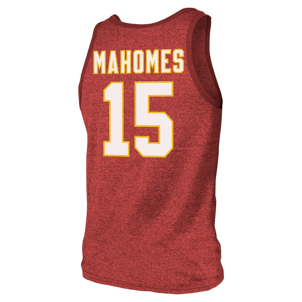 Patrick Mahomes  Majestic Threads Tri-Blend Player Name & Number Tank Top - Kansas City Chiefs