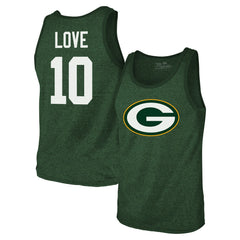 Jordan Love  Majestic Threads Tri-Blend Player Name & Number Tank Top - Green Bay Packers