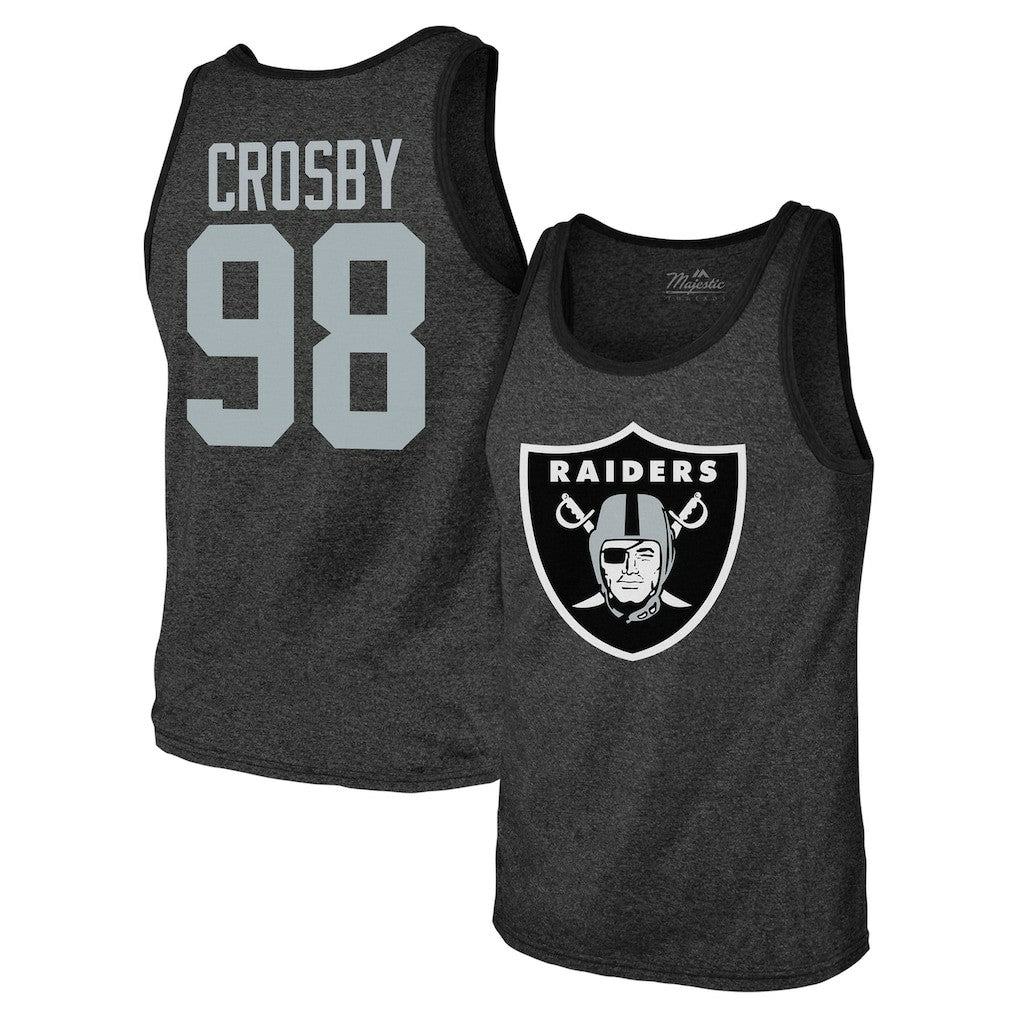Maxx Crosby  Majestic Threads Tri-Blend Player Name & Number Tank Top - Las Vegas Raiders