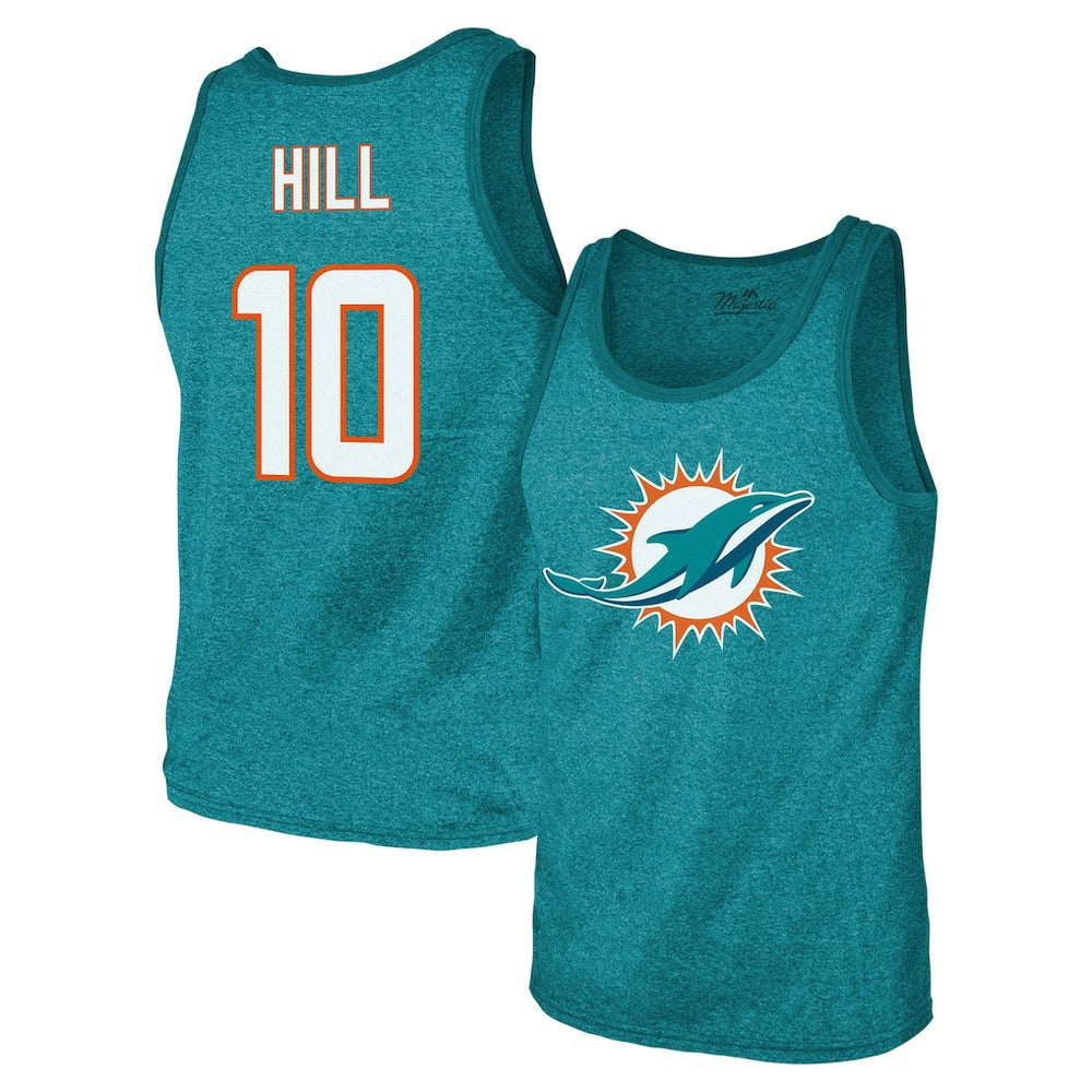 Tyreek Hill  Majestic Threads Tri-Blend Player Name & Number Tank Top - Miami Dolphins