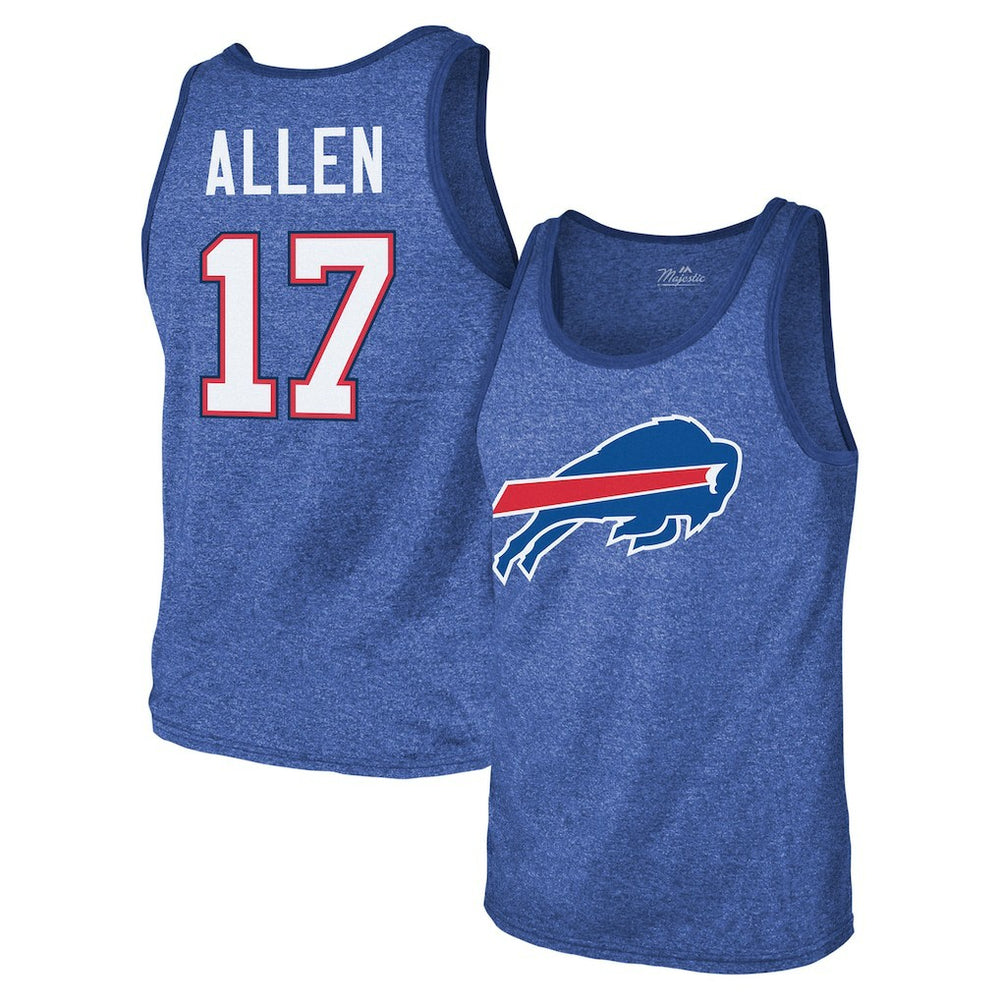 Josh Allen  Majestic Threads Tri-Blend Player Name & Number Tank Top - Buffalo Bills