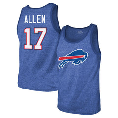 Josh Allen  Majestic Threads Tri-Blend Player Name & Number Tank Top - Buffalo Bills