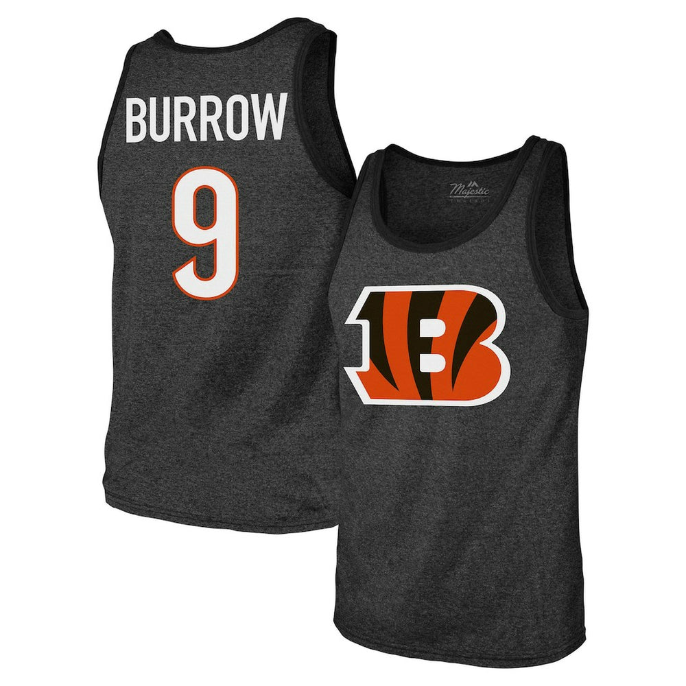 Joe Burrow  Majestic Threads Tri-Blend Player Name & Number Tank Top - Cincinnati Bengals