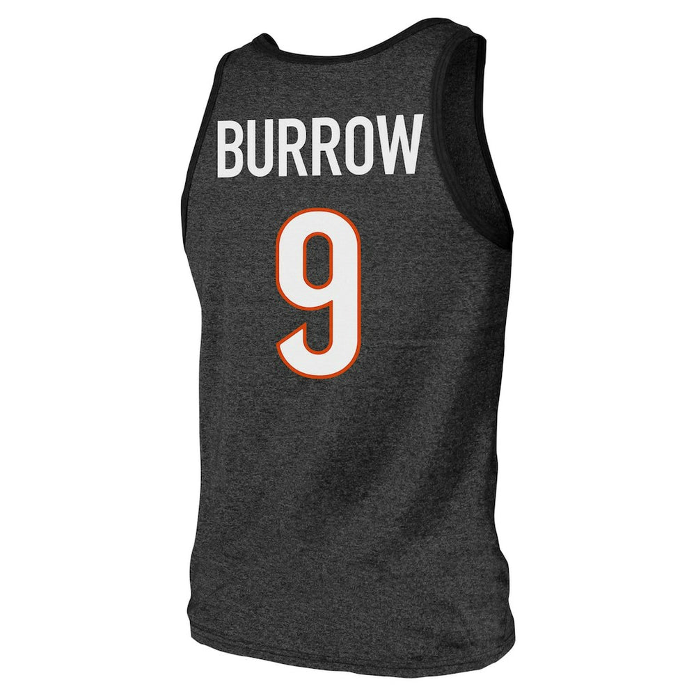 Joe Burrow  Majestic Threads Tri-Blend Player Name & Number Tank Top - Cincinnati Bengals