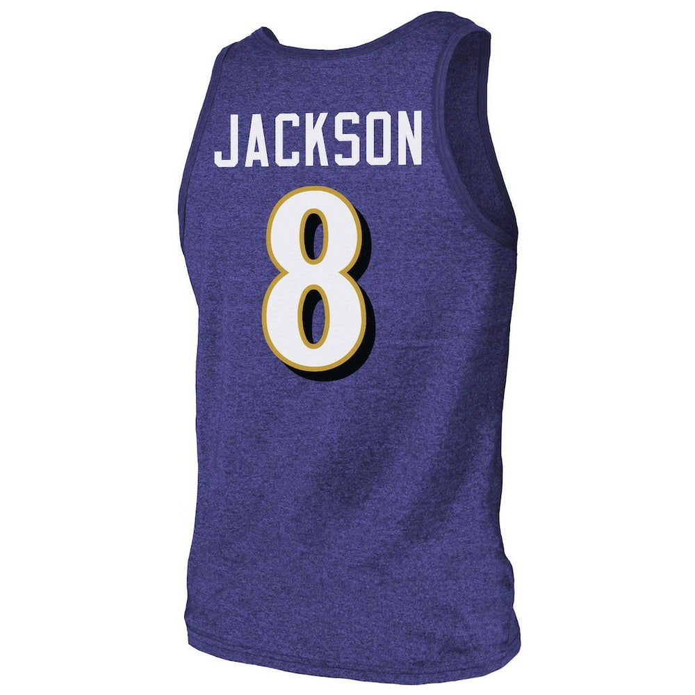 Lamar Jackson  Majestic Threads Tri-Blend Player Name & Number Tank Top - Baltimore Ravens