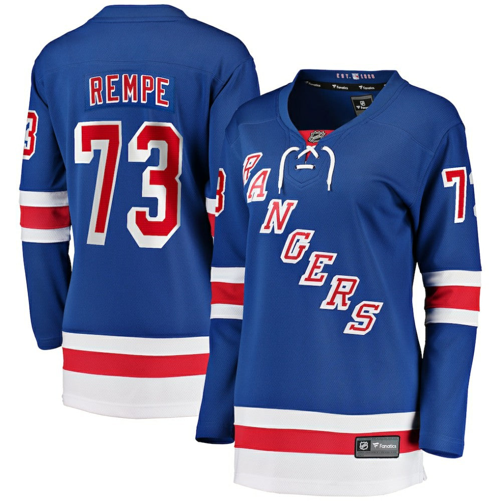 NHL Blue Matt Rempe New York Rangers Fanatics Women's Home Breakaway Jersey