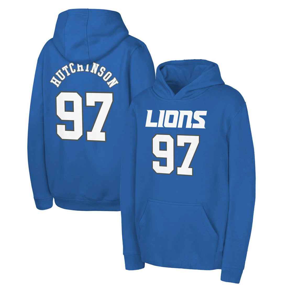 Aidan Hutchinson  Youth Mainliner Player Name & Number Pullover Hoodie - Detroit Lions