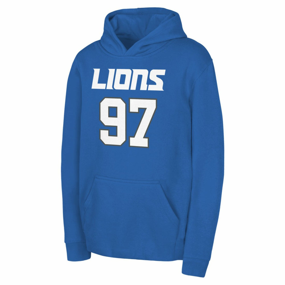 Aidan Hutchinson  Youth Mainliner Player Name & Number Pullover Hoodie - Detroit Lions
