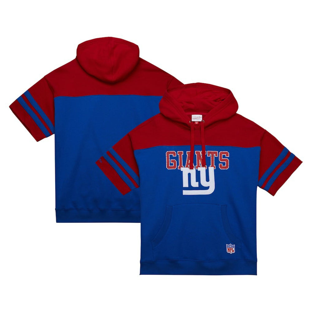Off Field Vintage Logo Short Sleeve Pullover Hoodie - New York Giants